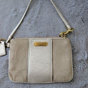 Coach Metallic Beige Wristlet